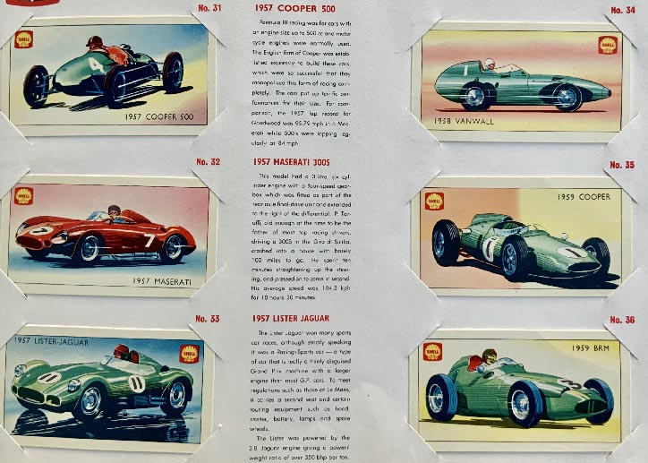 albumn set of 48 Racing Cars of the World cards by Shell - New Zealand issue 1963
